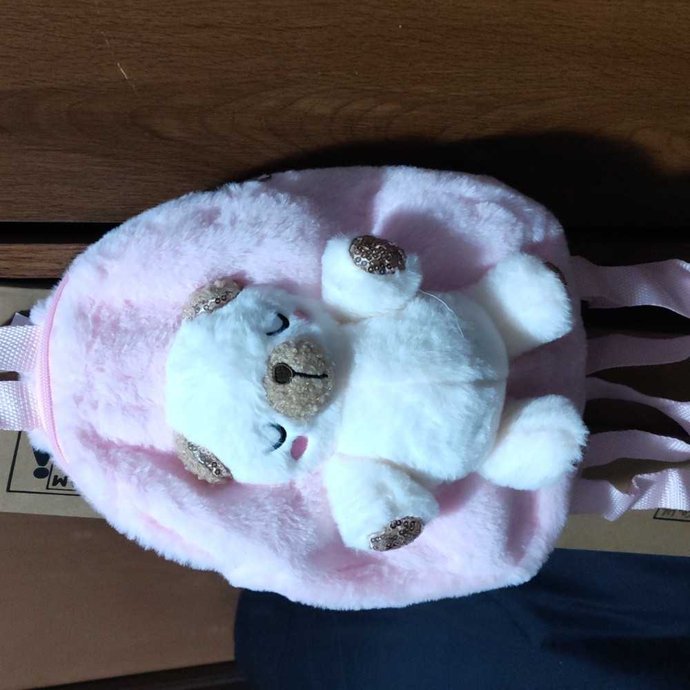 Plush Pink Bear Backpack for Kids